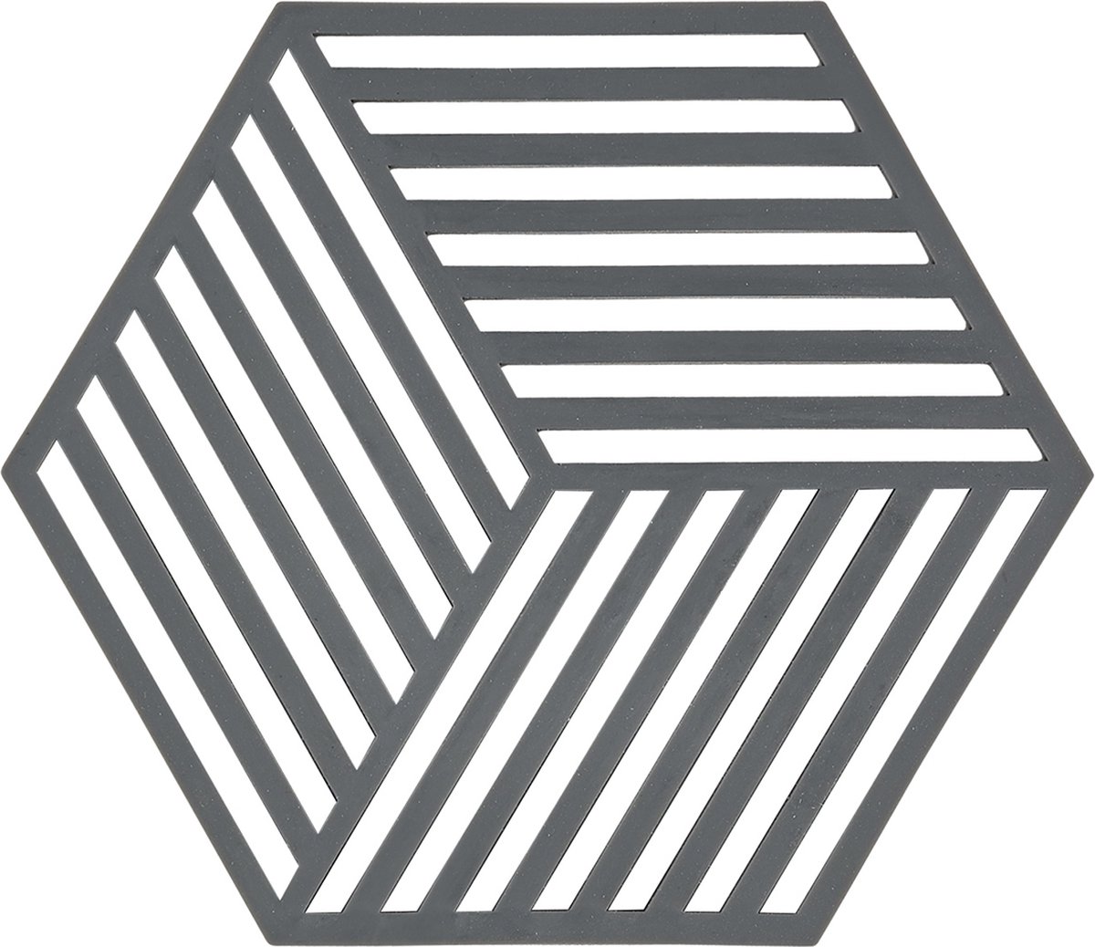 Zone Denmark Pannenonderzetter Hexagon – Onderzetters Pannen – Hittebestendig tot 250°C – Vaatwasserbestendig – Siliconen – 16 x 14 x 0,9 cm – Cool Grey