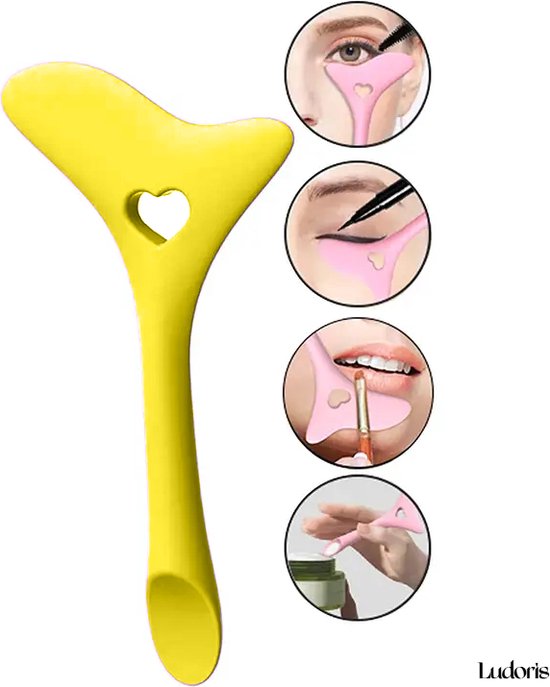 Outil Eyeliner - Outil Crayon pour les yeux - Wing Eyeliner - Pochoirs Eyeliner en Siliconen - Mascara - Maquillage - Applicateur Maquillage Outil de Beauty - Jaune