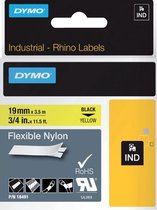 DYMO Rhino industriële Flexibele Nylon Labels | 19 mm x 3,5 m | zwarte afdruk op geel | zelfklevende labels voor Rhino & LabelManager labelprinters