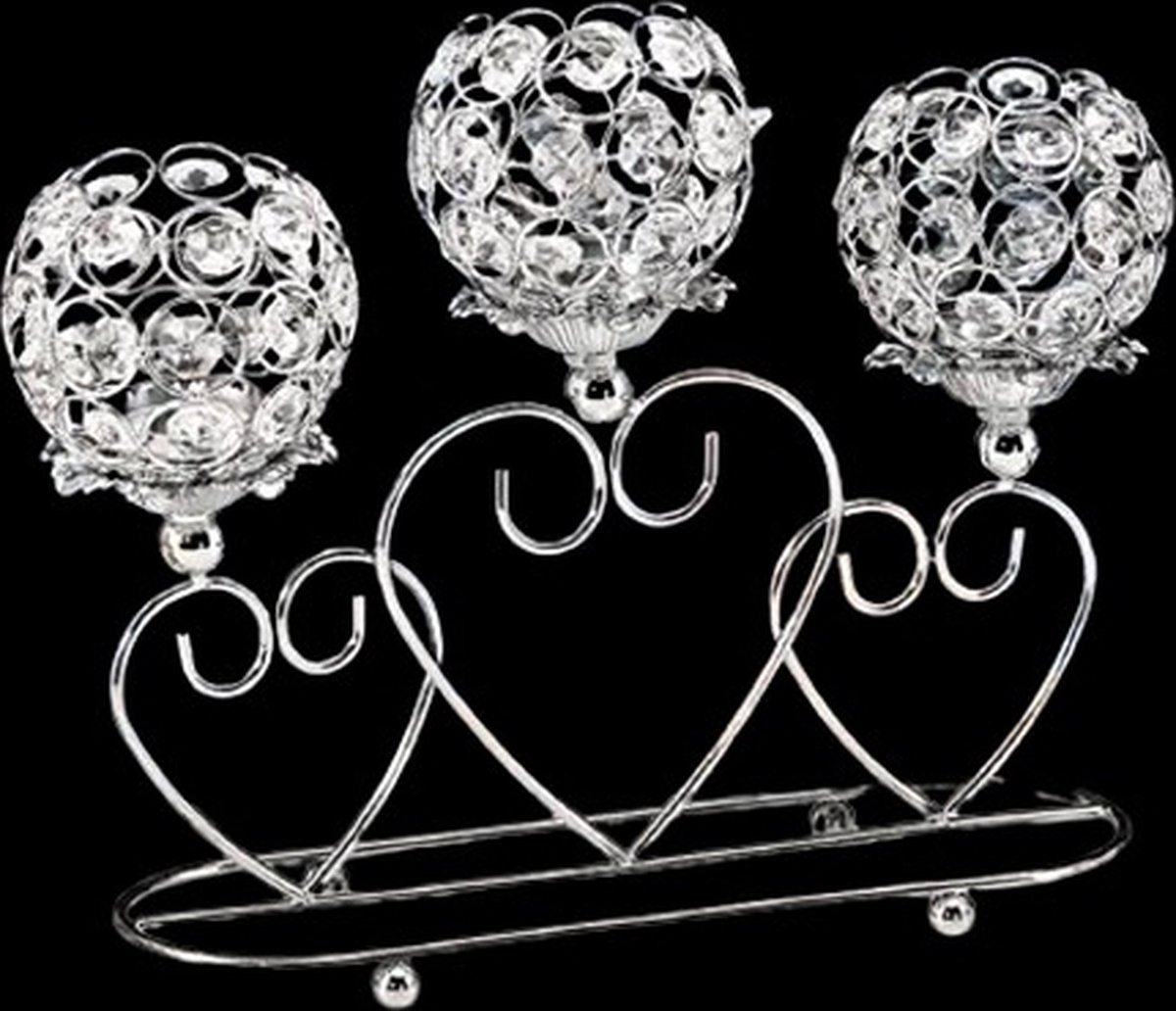 N3 collecties Elegante 3-armige metalen kaarsenhouder - Vintage zilverkleur, gepolijste afwerking voor woondecoratie