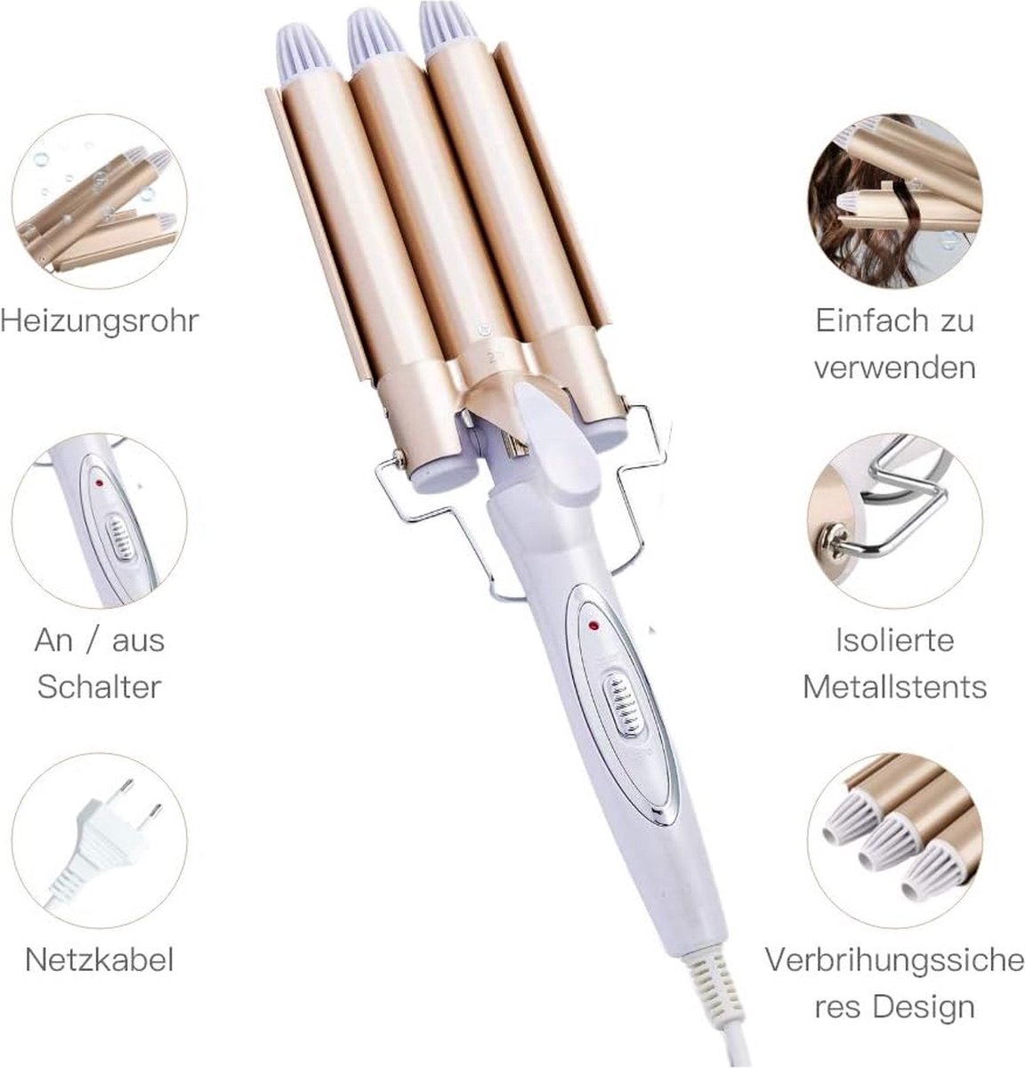 Krultang Automatische Wafeltang 22mm Haarkruller met - afbeelding 2