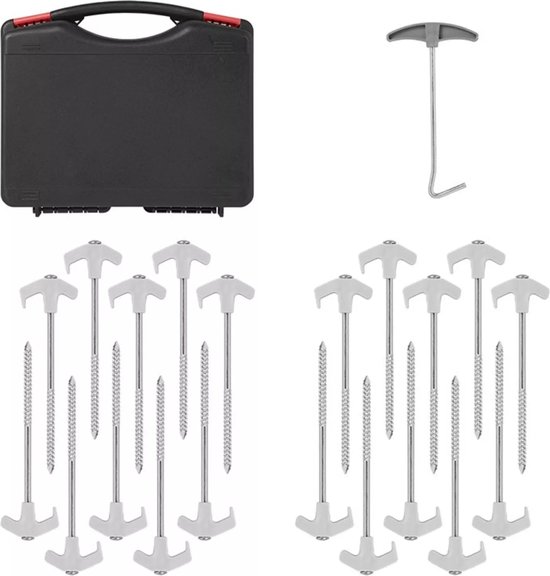 ProPlus Tentharingen 20cm - Schroefbaar Metaal - Kunststof Haak - 20 Stuks met Koffer van ProPlus — afbeelding 3