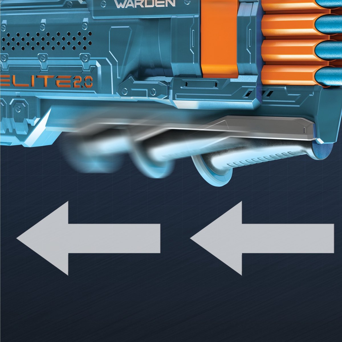 Hasbro Elite 2.0 Warden DB-8: dubbelloops nerf-gun met pompactie thumbnail 4