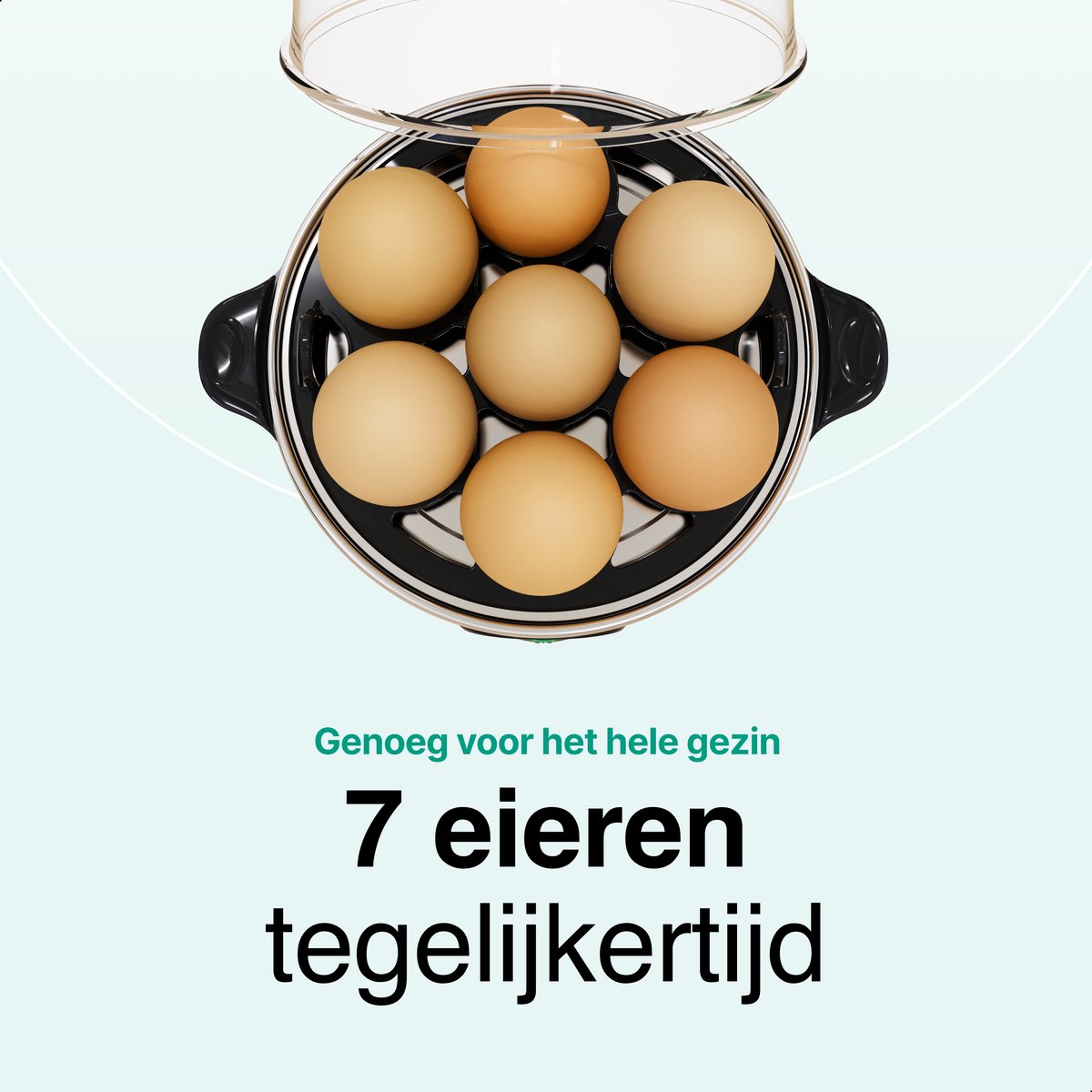 Multifunctionele Eierkoker voor 7 eieren - Kook, Pocheer en Stoom en Meer - Elektrisch - Vaatwasserbestendig - Zwart - Vivid Green — cadeau in Sieraden - foto 6
