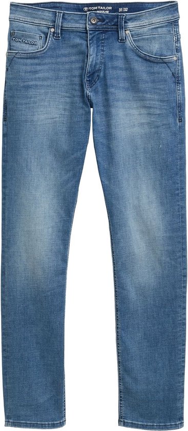 Blauwe Tom Tailor slim fit jeans, details op de zakken.