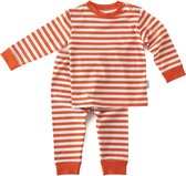 Little Label - Baby pyjama set - orange red stripes - maat: 68 - bio-katoen