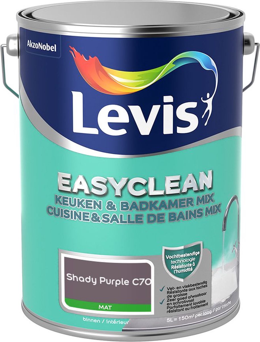 Levis - Easyclean Keuken & Badkamer Mix - Shady Purple C70 - Mengverf - 5 L