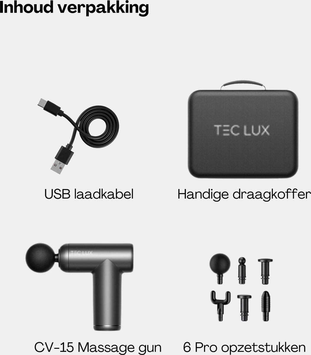 Tec Lux Massage Gun: 6 koppen, 10 uur batterij, €29,99 thumbnail 3