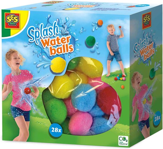 SES - Splash Waterballen - herbruikbare waterballonnen - droog en nat te gebruiken - vrolijke kleuren - 28 ballen per set - Waterballon Alternatief - Buiten Spelen Zomer - Zwembad Speelgoed