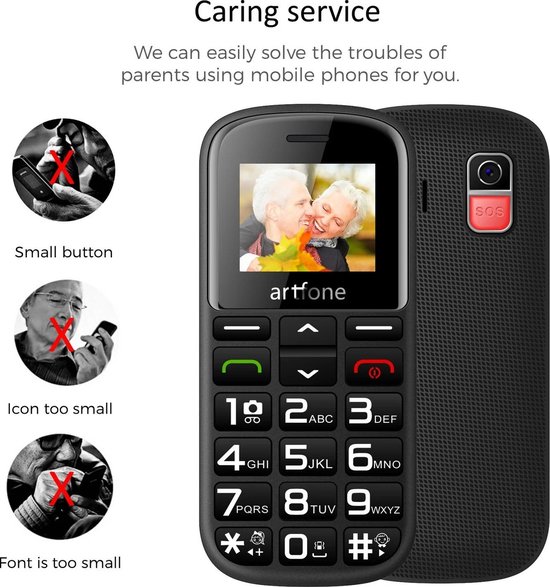 artfone CS188 Zwart - 4G seniorenmobiele telefoon zonder abonnement