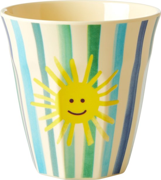 Rice melamine drinkbekerset kinderen, Funky Prints, medium, 6 stuks ( blauw) van Rice — afbeelding 3