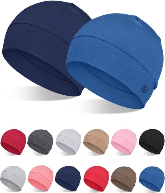 Equivera Lot de 2 bonnets sous casque 100 % viscose pour homme et femme – Doublure de casque légère pour la perte de cheveux chimio