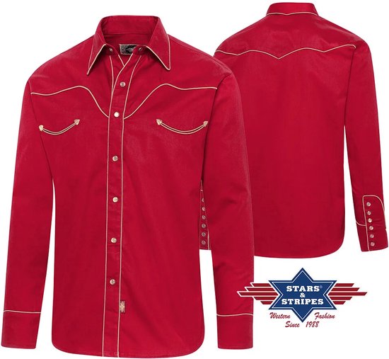 Heren Western Blouse Jack Red Stars&Stripes maat L