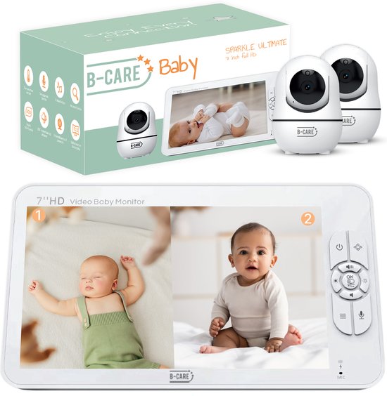 B-Care Sparkle Ultimate Babyfoon met 2 Camera's en 7 Inch HD - €198,95