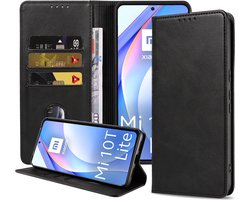 Smartphonica Telefoonhoesje geschikt voor Xiaomi Mi 10T Lite kunstleren Hoesje met Magnetische sluiting en Pasjeshouders Book Case met Klepje - Zwart geschikt voor Xiaomi Mi 10T Lite