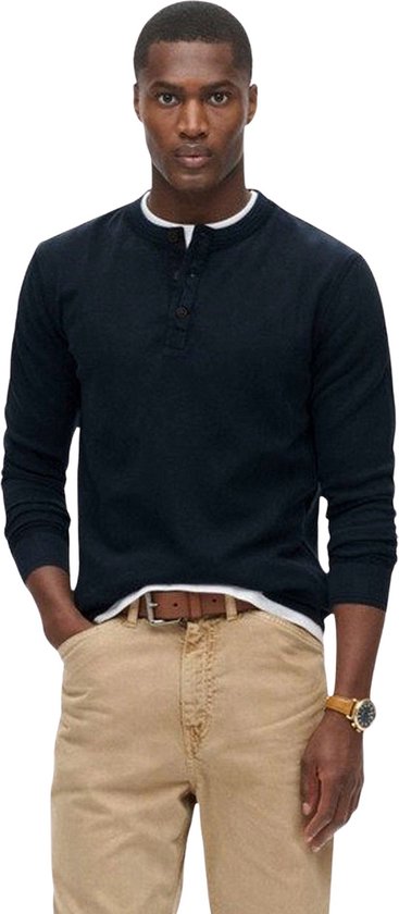 Lightweight Textured Grandad Top-Oatmeal Beige