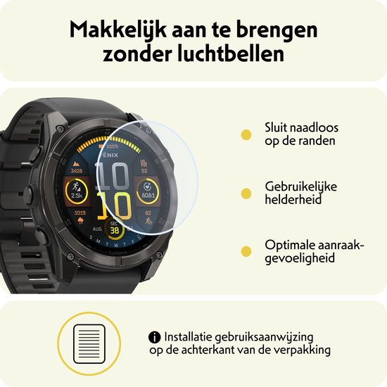 Screenprotector Geschikt voor Garmin Fenix 8 (47 mm) Screenprotector Bescherm Glas Screen Protector - Screenprotector Geschikt voor Garmin Fenix 8 Gehard Glas - 3 Stuks