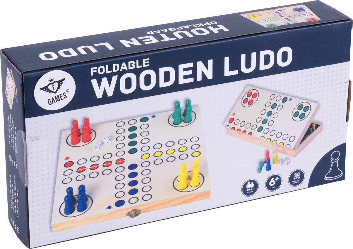 Ludo Opklapbaar Hout – Reisspel 30 x 30 cm – Met Opbergvak – Klassiek Familiespel voor 4 Spelers – Bordspel voor Thuis & Onderweg – Engelhart — afbeelding 2