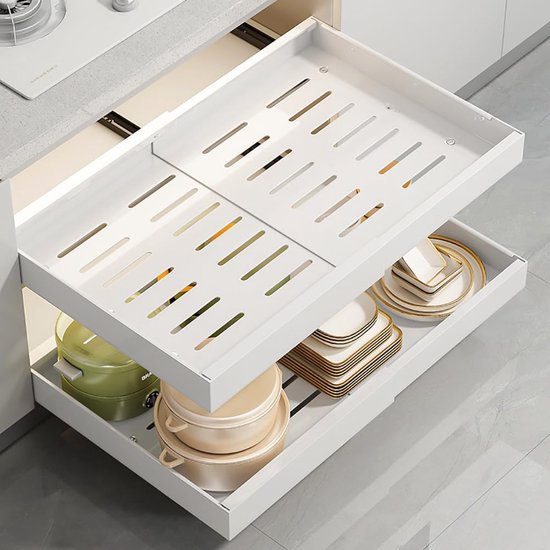 TRMLBE 2X Teleskopschublade 50cm Küchenschublade Küchenschrank