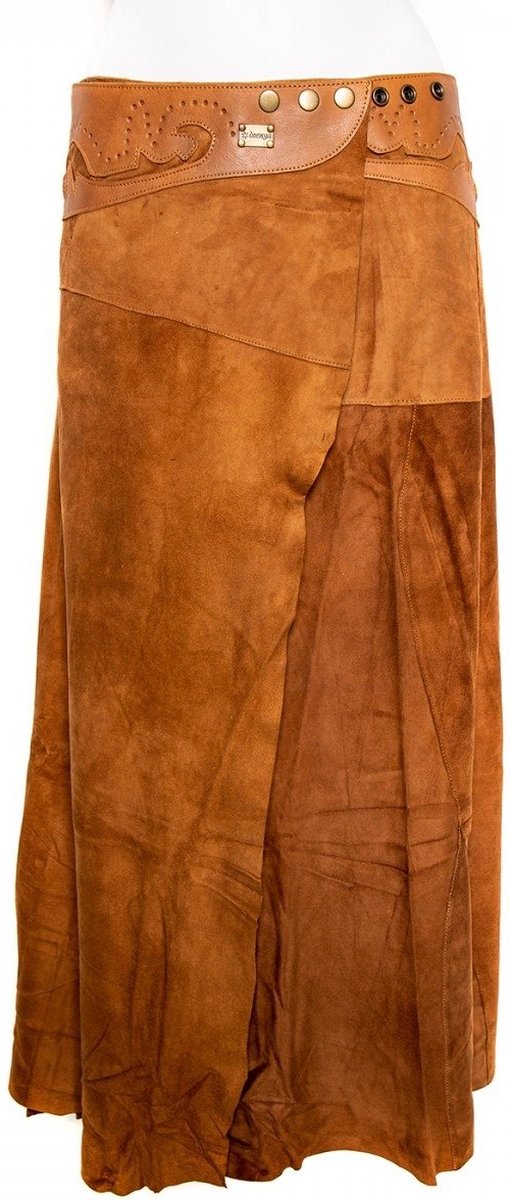 Doenya® maxi omslagrok suede Boho (cognac)
