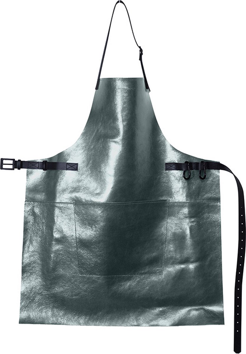 Dutchdeluxes - Luxe - Leer - Handgemaakt - Schort - Keuken - Barbecue - BBQ - Metallic Grijs