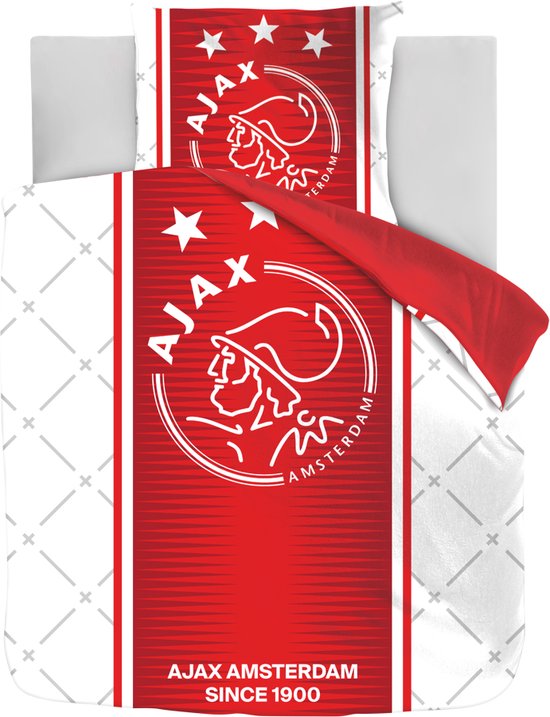 Ajax-dekbedovertrek wit-rood-wit