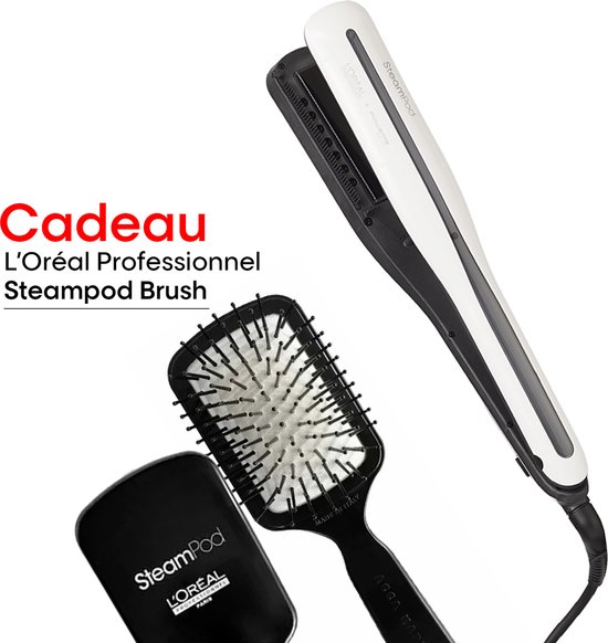 L'Oréal Professionnel Steampod 3.0 + Gratis Haarborstel - Professionele 2-in-1 stoom stijltang: voor stijlen & krullen + Gratis Steampod Borstel