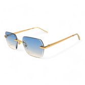 LOUD AND CLEAR® - Zonnebril - Randloze Zonnebril - Festival Bril - Randloos - Heren - Dames - Goud - Blauw