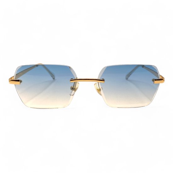 LOUD AND CLEAR® - Lunettes de soleil sans monture - Sans Goud - Or - Verres bleues - Lunettes de Festival