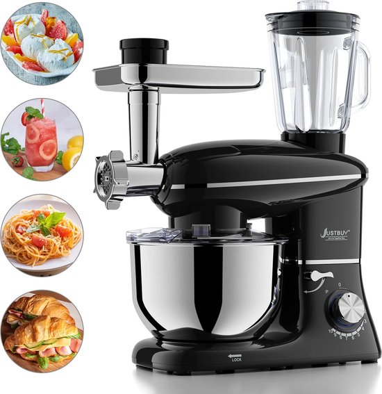 Ariqo 3-in-1 Keukenmachine - Keukenmixer met Mengkom - 1500W - 6 Standen - Brood, Vleesmolen, Smoothie, Garde - 5.5L - Zwart van Ariqo — afbeelding 4