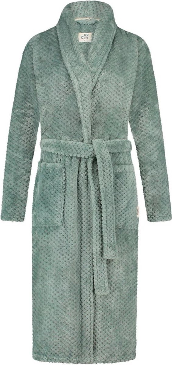Dames Badjas Fleece - groene badjas stippen - maat XL