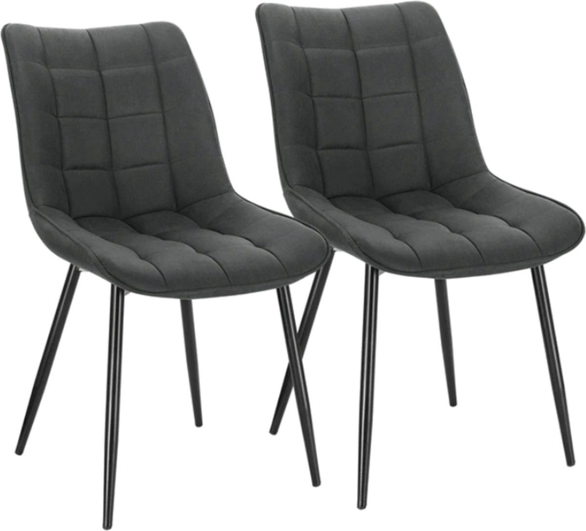 Eetkamerstoelen - Donkergrijs - Woonkamerstoelen - Keukenstoelen - Kuipstoel - Set van 2