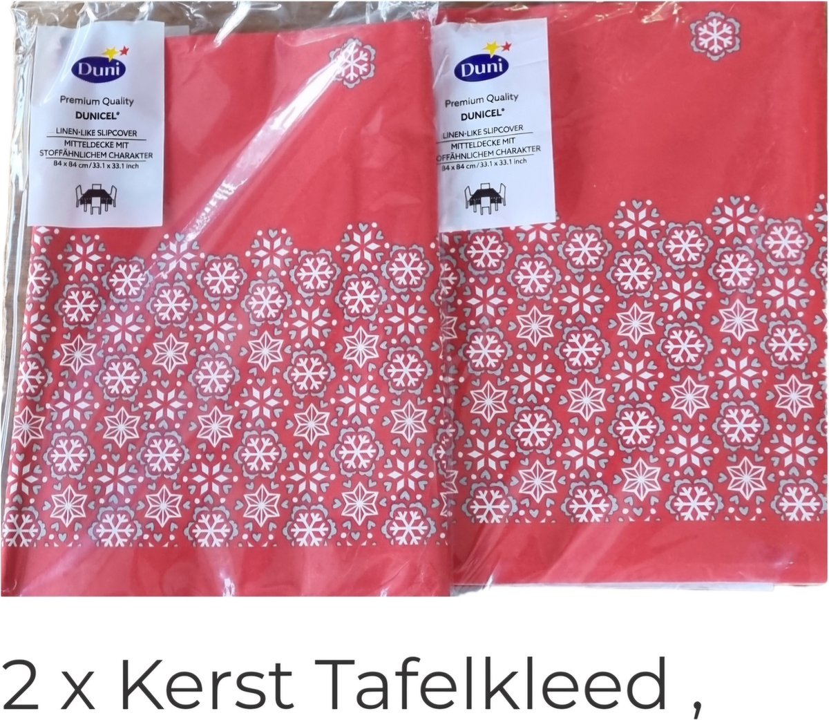2 x Tafelkleed/ Tafellaken Kerstmis 84x 84 cm Duni, Rood, Wegwerp, Papier, Tafeldecoratie.