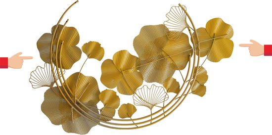 Décoration murale élégante en métal Fleurs | Métal | 63,5 x 111,76 CM | Décoration murale | plaque murale |Décoration murale Blauw & Or | Art mural - Décoration de jardin - Convient pour l'intérieur et l'extérieur