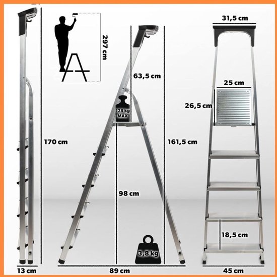 Altrex Huishoudtrap Double Decker 5 treden incl. Gardenbase kopen? Huishoudtrappen