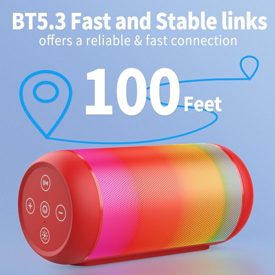Bluetooth speaker rood-draadloze luidspreker dubbele luidsprekers-Supersubwoofer-AUX-TF en USB-18 uur muziek-RGB-licht-Bluetooth-5.3-rood van Onbekend — afbeelding 3