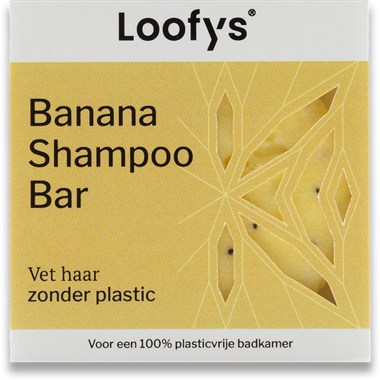 Loofys Shampoo Bar Soap Bar Banana – Vet Haar – Plasticvrij Haar – Vegan – Natuurlijke Shampoo tegen Vet Haar – 60g