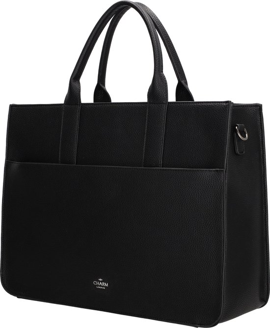 Charm London Princeton Hand & Schoudertas Laptoptas 15,6 inch - Zwart