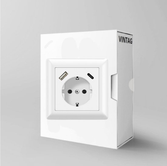 Wandcontactdoos Wit - Inbouw Stopcontact - WCD - Geaard - Geïntegreerd ...