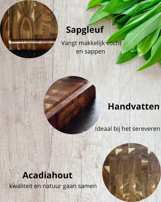 Planche à découper en bois de Luxe – Planche à découper décorative de Cuisine – Planche à boissons – Planche à pain – Planche à viande – Bloc à découper – Planche à fromage – Planche à tapas – Bois dur tropical – Bois d'acacia