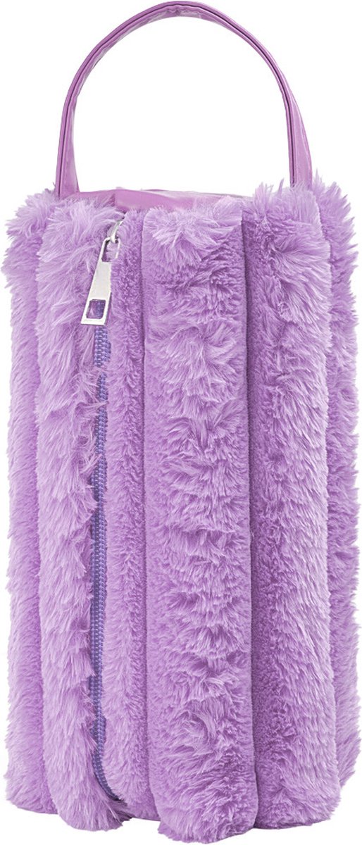 Glow & co makeup tasFluffy make up tas - Draagbare toilet tas - Lila - Make up zak