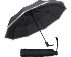 Infinity Goods Stormparaplu - Paraplu - 140 km/u - Reflecterend - Ø 107 cm - Automatisch Uitklapbaar - Beschermhoes - Zwart