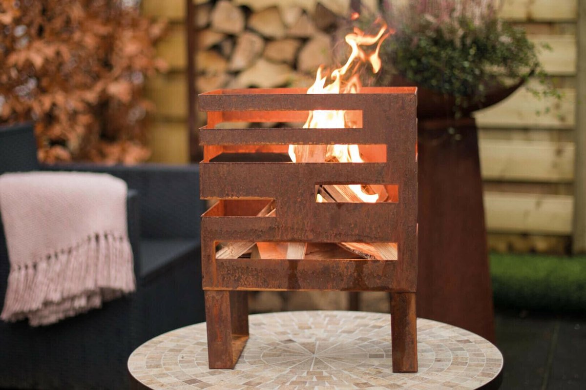 RedFire Madison Fire Bowl - Corten Look - 38 x 23 x 50 cm