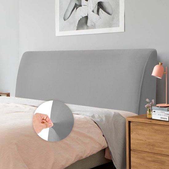 Bed Hoofdbord Cover,Hoofdeinde Bescherming Cover Effen Kleur Zachte Elastische Hoofd Bed Cover Slaapkamer Decoratie Wasbaar Beige 180 cm Geschikt voor hoofdeinde 170-190 cm