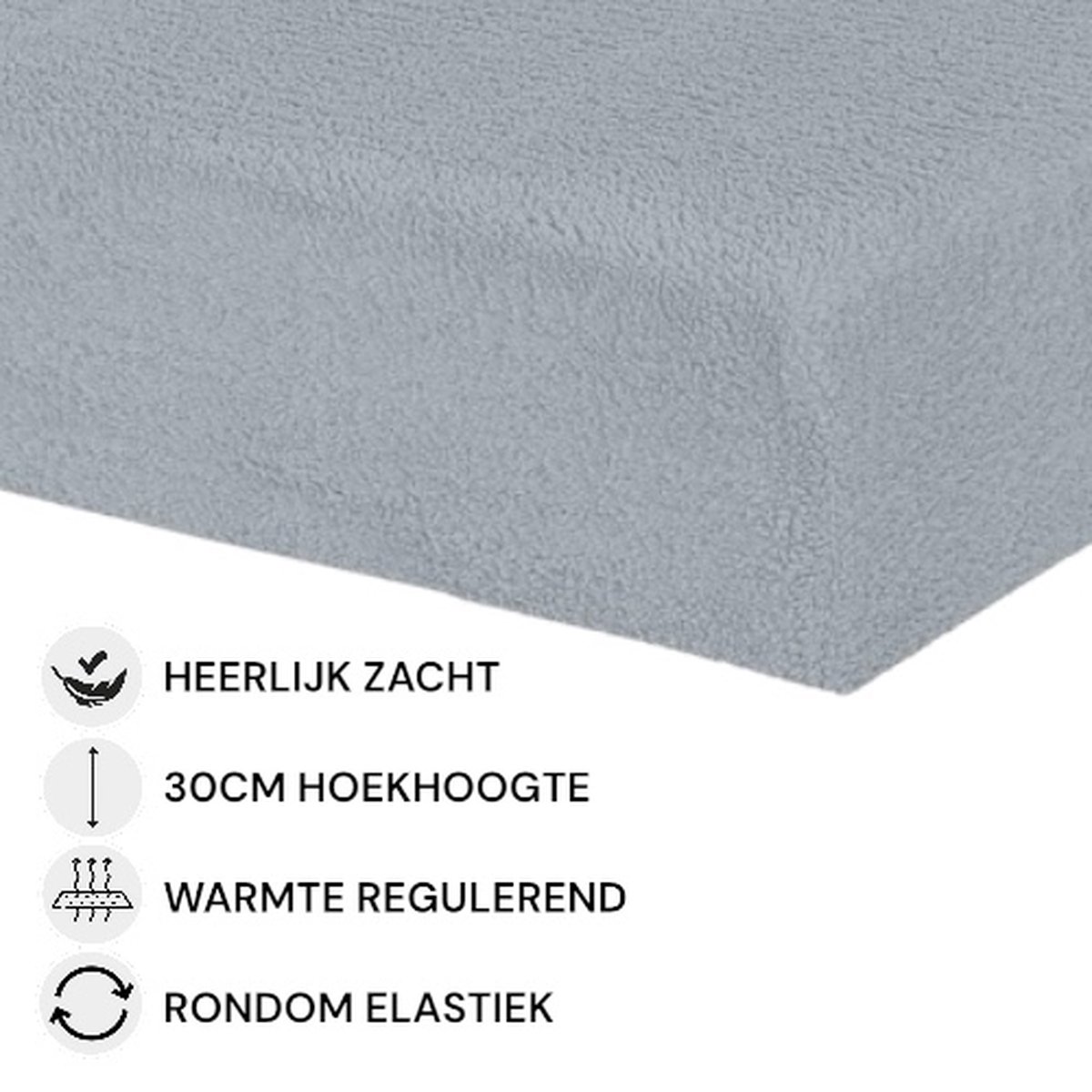 Husch - Teddy Fleece Hoeslaken - 140x200 - Antraciet