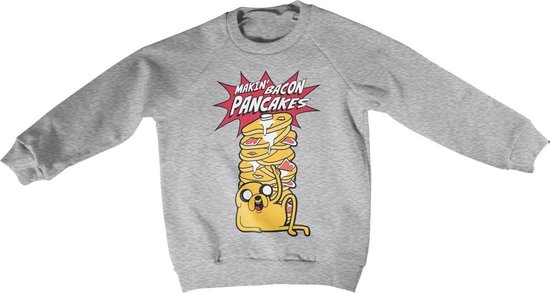 Adventure Time Makin' Bacon Pancakes Kids Sweatshirt Heathergrey
