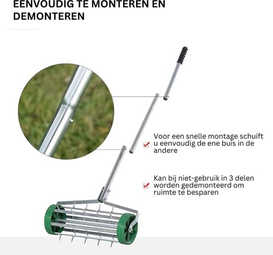 Deecam Gazonbeluchter – Handmatige Grasventilator Met 15 Stalen Punten – Zelfreinigend, Rugvriendelijk Ontwerp