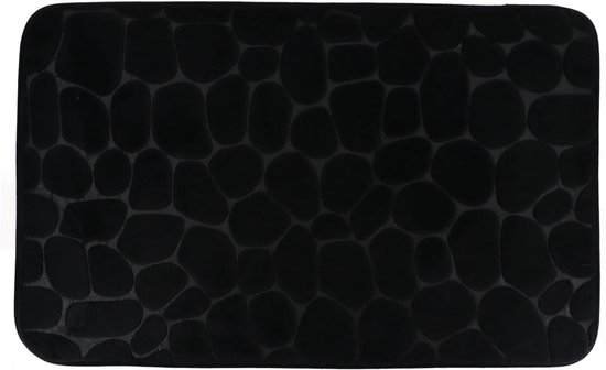 Tendance Tapis de Badmat tapis Pebble - microfibre - Memory Foam - noir - 50 x 80 cm - antidérapant - salle de bain