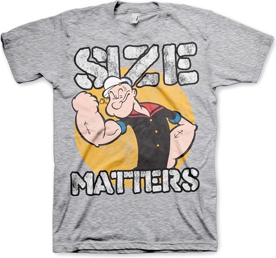 Popeye Size Matters T-Shirt Heather-Grey-L bol