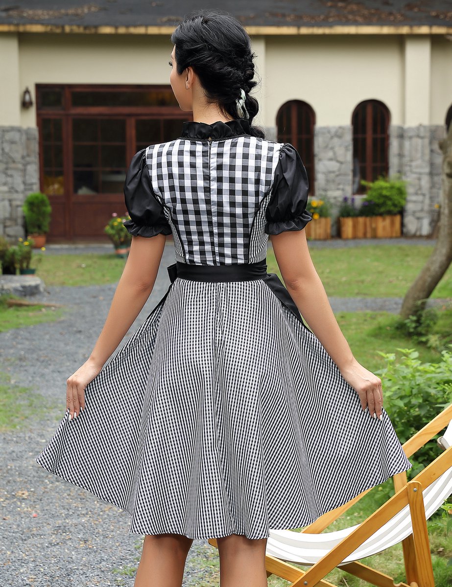 Zwart Groene Dirndl Jurk Oktoberfest Dames